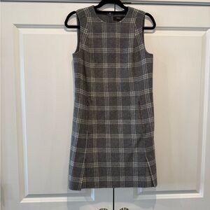 Theory Gray Plaid Sleeveless Dress